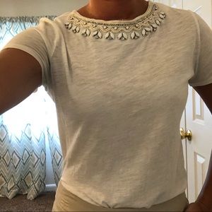 Loft Shirt with Jeweled Neckline